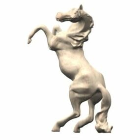 פסל סוס אבן שיש מערבי דגם תלת מימד