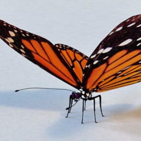 Mariposa animada con aparejo modelo 3d.