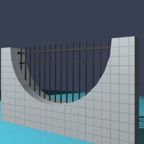 Masonry And Metal Fence 3d model