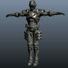 Personaje guerrero mecánico modelo 3d