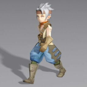 Medeltida Anime Boy Walking Rigged 3D-modell