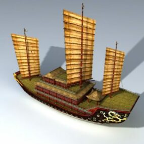 中世の中国の船の3Dモデル