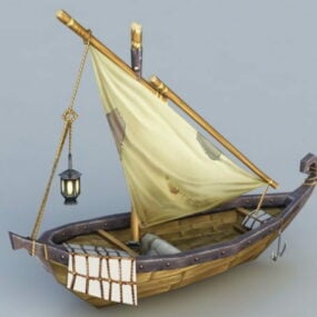 דגם תלת מימד של סירת דייג מימי הביניים