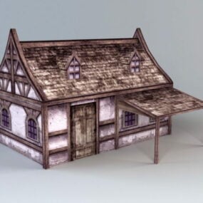 Modello 3d della casa popolare medievale