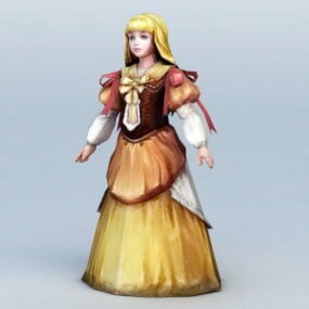 نموذج فتاة البندقية في العصور الوسطى ثلاثي الأبعاد