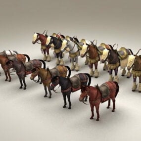 مجموعة خيول الحرب في العصور الوسطى نموذج ثلاثي الأبعاد