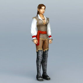 中世の女性戦士3Dモデル