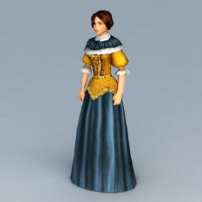 نموذج سيدة شابة في العصور الوسطى ثلاثي الأبعاد