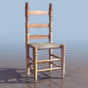 كرسي خشبي من العصور الوسطى نموذج ثلاثي الأبعاد