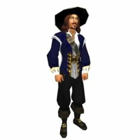 3д модель персонажа мужского капитана пиратов