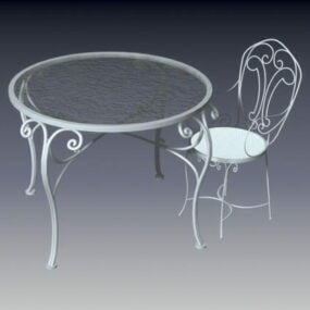 Metalowy stół i krzesło z akcentem Model 3D