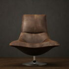 Metal Base Leather Tulip Chair