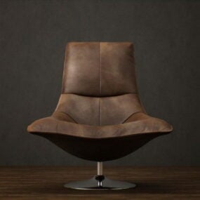 Modelo 3d de cadeira tulipa de couro com base de metal