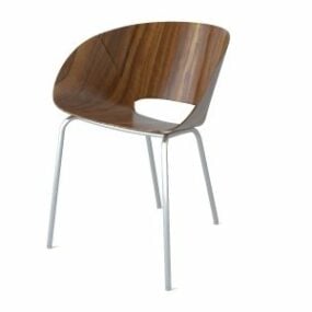 Metal Base Wood Davis Lipse Chair 3d model