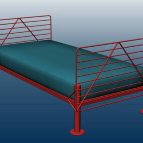 Metal Bed With Mattress 3d model