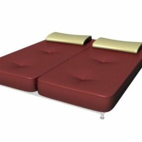 Modelo 3d de cama de plataforma com estrutura de metal