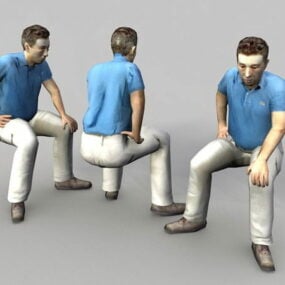 Middle Aged Man Sitting 3d model