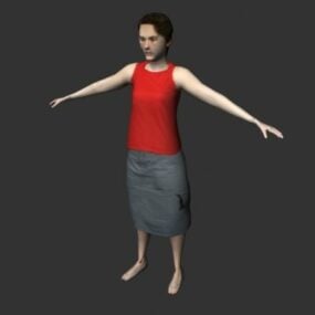Orta Yaşlı Kadın T Poz Karakteri 3D model