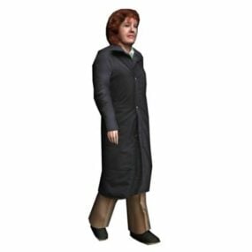 Middle-aged Woman In Winter Character 3d model