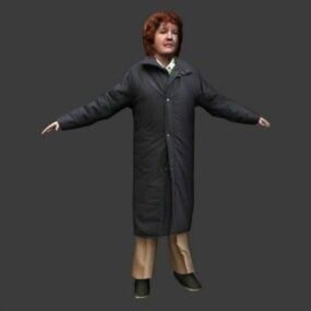 3D модель персонажа женщины средних лет в зимней одежде