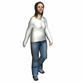 Middle-aged Woman Walking Character 3d model
