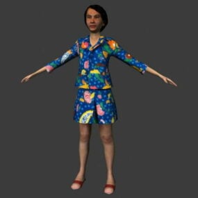 T 形姿势中的中年妇女角色 3d model