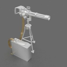 Minigun עם חגורת תחמושת דגם תלת מימד