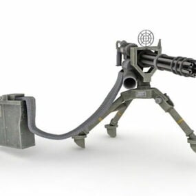 Cephane Kemeri ve Sırt Çantasıyla Minigun 3D model