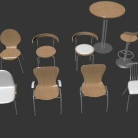 Minimalist Restaurant Bar Chair Set 3d model
