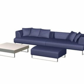 طقم أريكة ذو طراز بسيط وطاولة جانبية نموذج ثلاثي الأبعاد