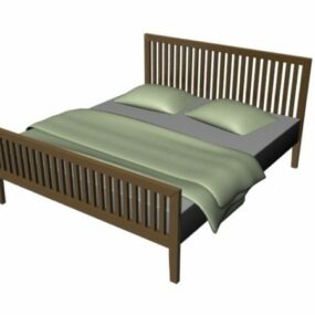 3D model dřevěné postele ve stylu mise