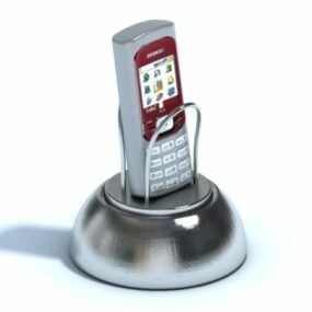 金属製の電話ホルダー付き携帯電話3Dモデル
