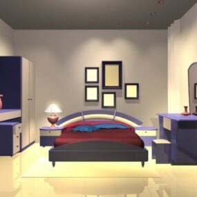 Modelo 3D de design de quarto moderno