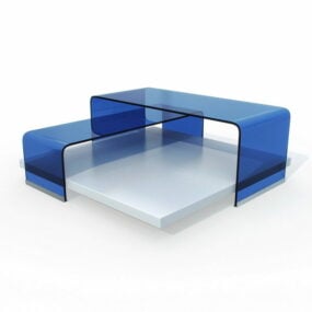 Muebles Mesa de centro moderna de vidrio azul modelo 3d