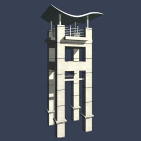3d модель сучасної годинникової вежі