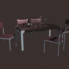 Modern Dining Furniture Set Metal Legs 3d model