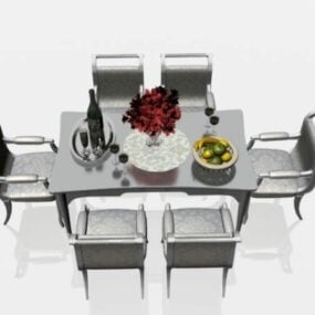 Ruokapöytä ja tuolisarja 3d-malli