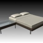 Modern Double Bed With Bedside Table