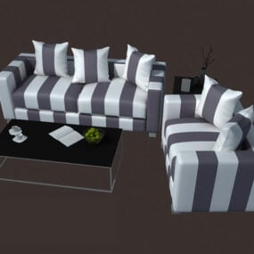 Set di divani moderni in tessuto per soggiorno modello 3d
