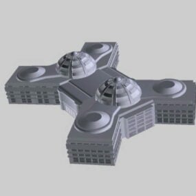 Modelo 3D de arquitetura de fábrica moderna