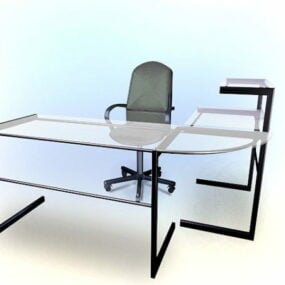 Modern Glass Office Desk 3d model