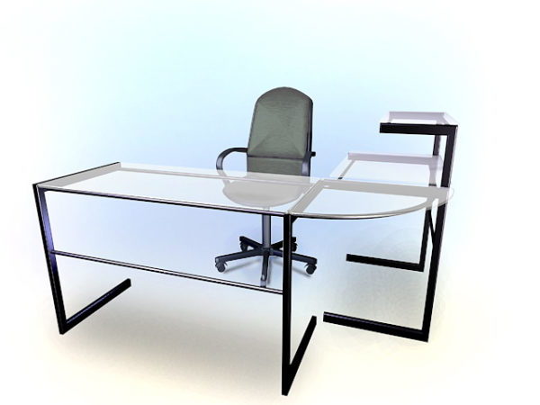 Modern Glass Office Desk Free 3d Model Dxf Max Vray