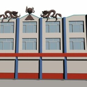 Casa moderna com escultura de dragão modelo 3D