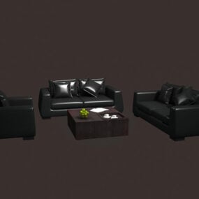 Zestaw skórzanych sof o nowoczesnym designie Model 3D