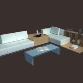 Conjunto de móveis para sala de estar com design fresco modelo 3d