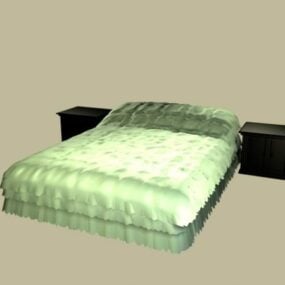 سرير مفرش حديث مع طاولات جانبية نموذج ثلاثي الأبعاد