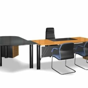 مدل سه بعدی مجموعه میز اداری مینیمالیستی مدرن