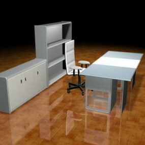 3d модель сучасного офісного столу та шаф