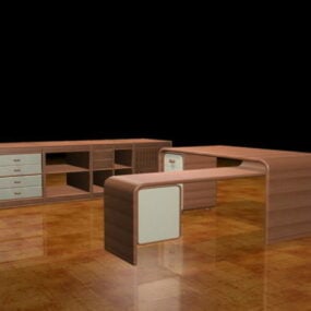 Modello 3d della collezione di scrivanie esecutive per ufficio moderno