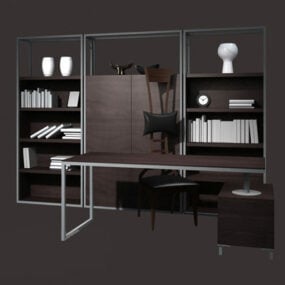 Conjunto de móveis de escritório com design moderno modelo 3D